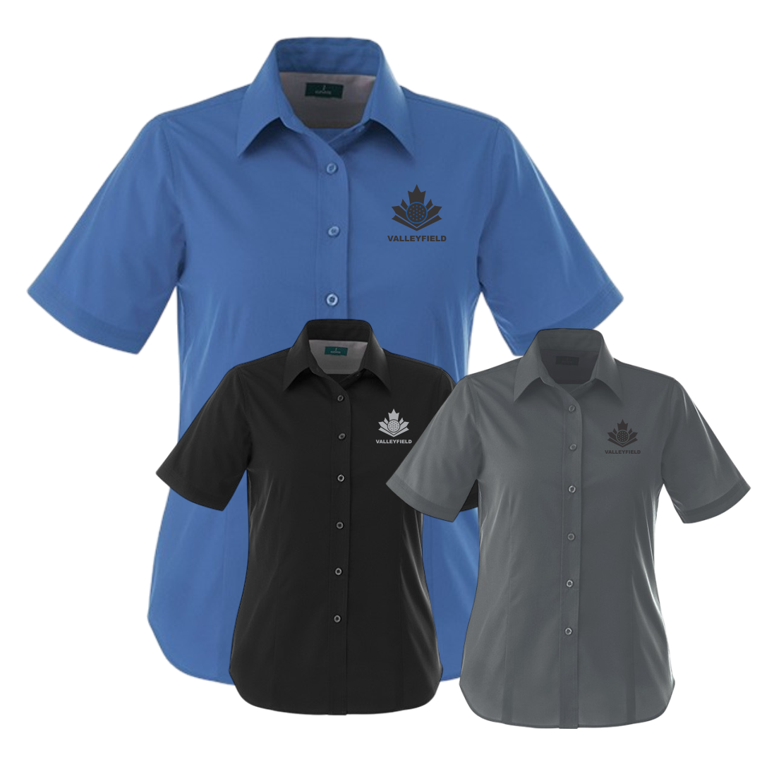 Chemise à manches courtes brodée pour femme